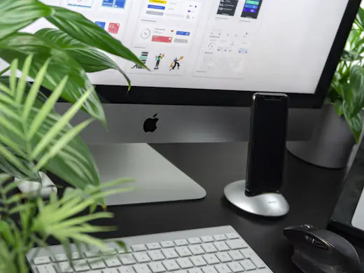 A monitor showing a design system interface